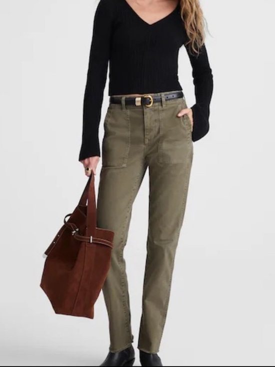 Madewell Pants - Madewell Skinny Fatigue Utility Cargo Pants Olive Green Ankle Zip Size 26